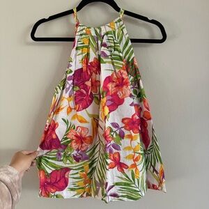Tommy Bahama White Tropical Floral Halter Tank Top